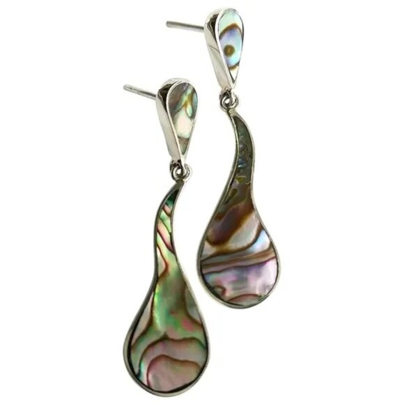 Handmade abalone shell in Sterling Silver dangle drop earrings 🆕 - Picture 1 of 5